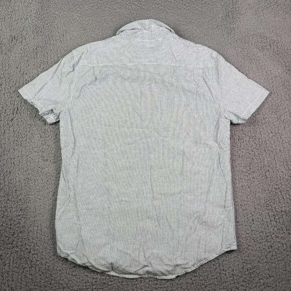 Flint and Tinder Shirt Mens M Blue White Striped Organic Cotton Hemp Blend Work - Picture 7 of 10